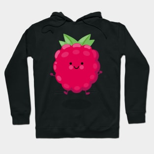 Cute happy jumping red raspberry cartoon illustration Hoodie